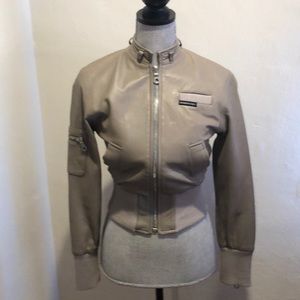 Members Only Grey Leather Jacket XS/S